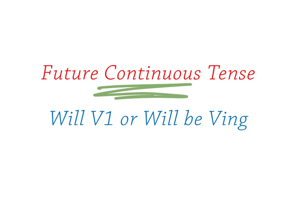 Future Continuous Tense (will V1 or Will be Ving)