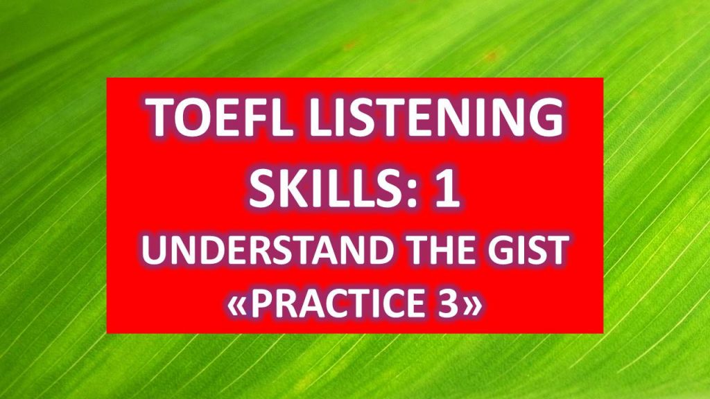 TOEFL LISTENING SKILLS: UNDERSTAND THE GIST : PRACTICE 3