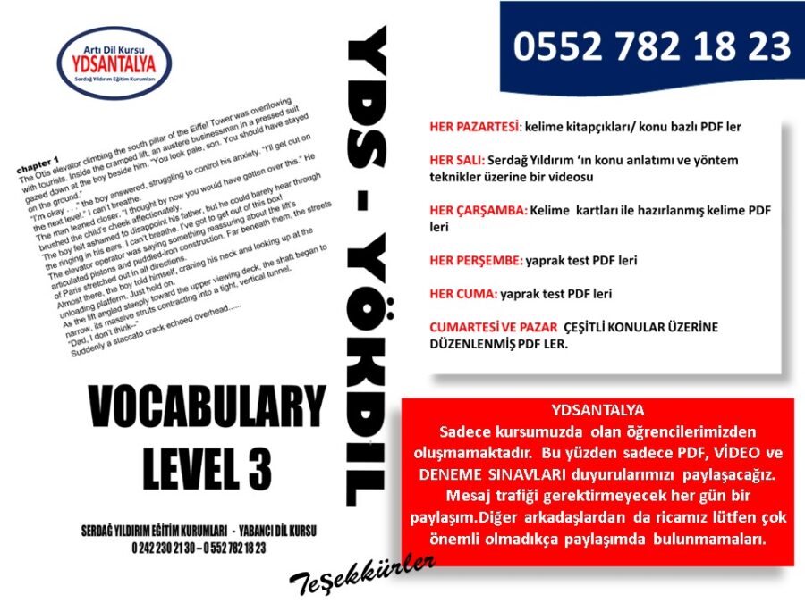 YDS YÖKDİL KELİME LEVEL 3